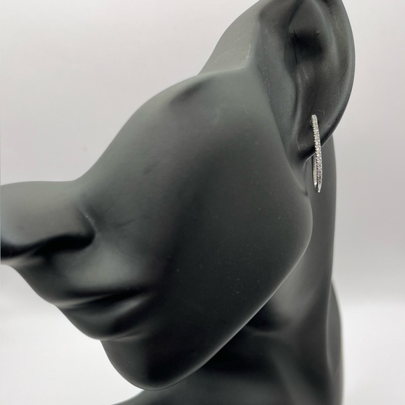 0.35 CT Natural Diamond Hoop Earrings Sterling Silver - Picture 1 of 5